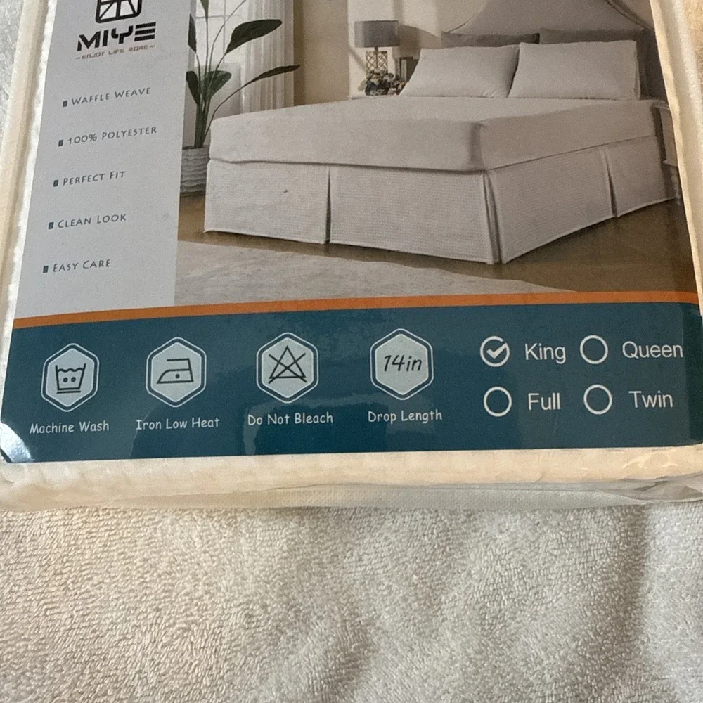 MIYE Waffle Weave King Size Bed Skirt